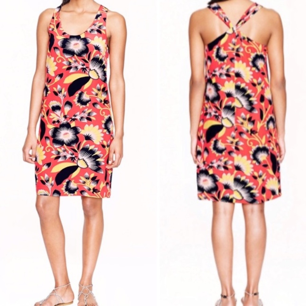 J. Crew Twist Back Hibiscus Print Dress